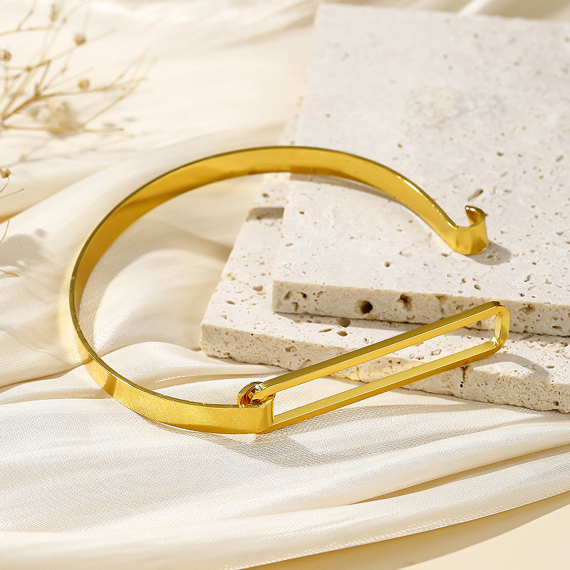 Solid Color Copper Bangle For Women Featuring Round Design With 18K Gold Plated Finish 2