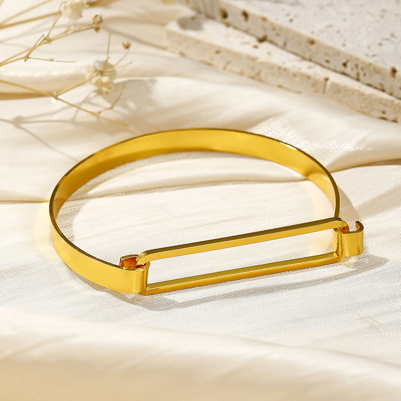 Solid Color Copper Bangle For Women Featuring Round Design With 18K Gold Plated Finish 3