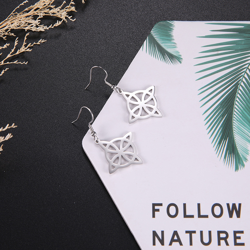 Glam Hollow Out Silver Symbol Ear Hook For Women, Stainless Steel With Iron Ear Pin 2