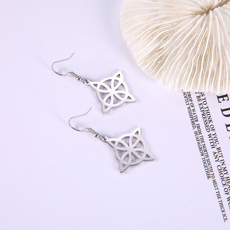 Glam Hollow Out Silver Symbol Ear Hook For Women, Stainless Steel With Iron Ear Pin 3