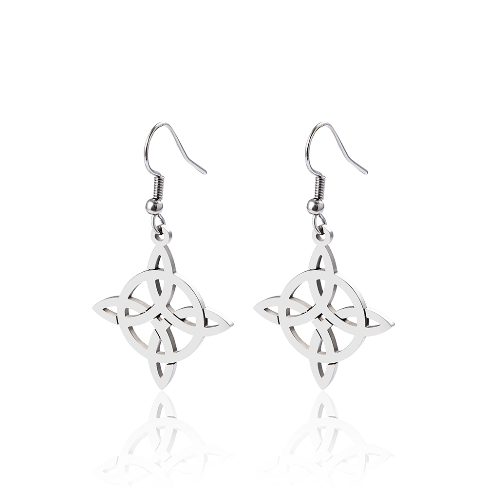 Glam Hollow Out Silver Symbol Ear Hook For Women, Stainless Steel With Iron Ear Pin 4