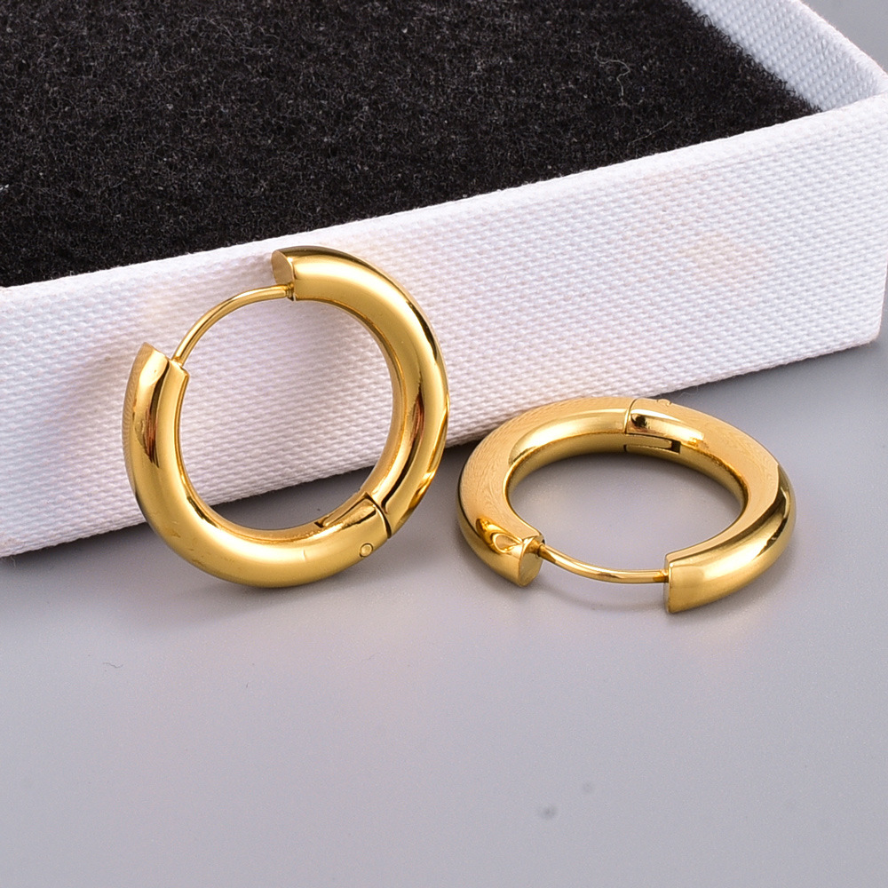 Round Electroplated Earrings For Women With 304 Stainless Steel Ear Pins Featuring 18K Gold Plated PVD Coating