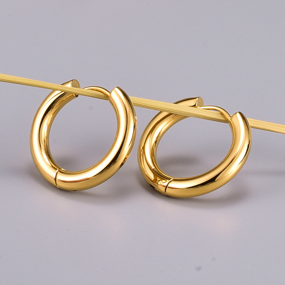 Round Electroplated Earrings For Women With 304 Stainless Steel Ear Pins Featuring 18K Gold Plated PVD Coating 2