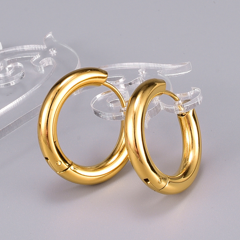 Round Electroplated Earrings For Women With 304 Stainless Steel Ear Pins Featuring 18K Gold Plated PVD Coating 3