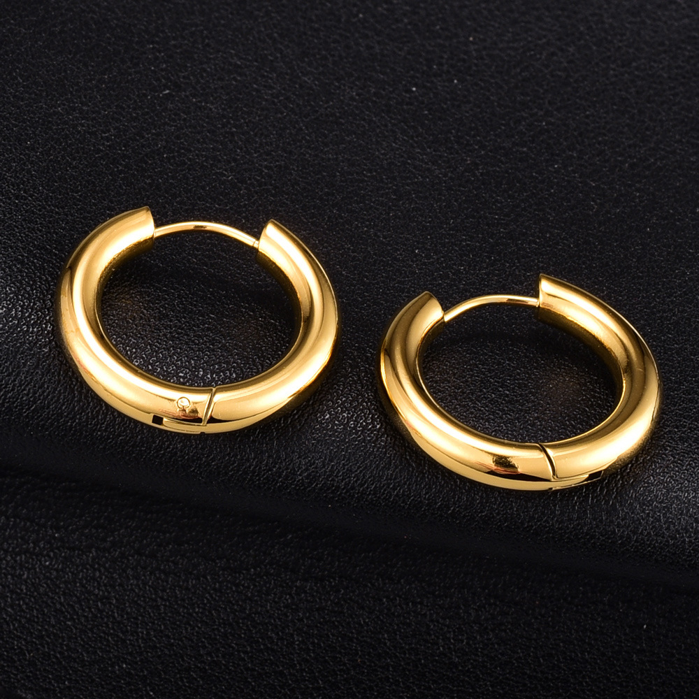 Round Electroplated Earrings For Women With 304 Stainless Steel Ear Pins Featuring 18K Gold Plated PVD Coating 4