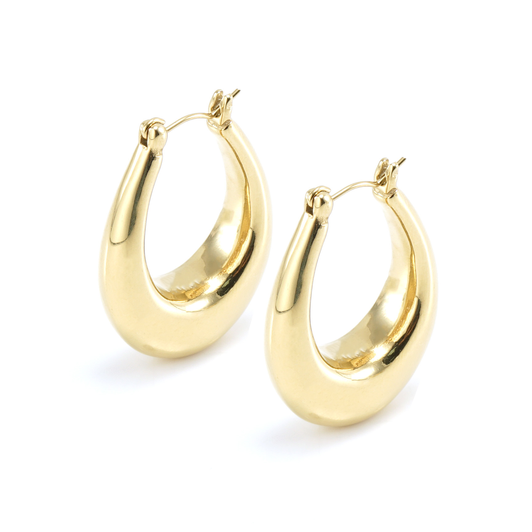 Polished U Shape Hoop Earrings For Women In 304 Stainless Steel With 18K Gold PVD Vacuum Plating 2