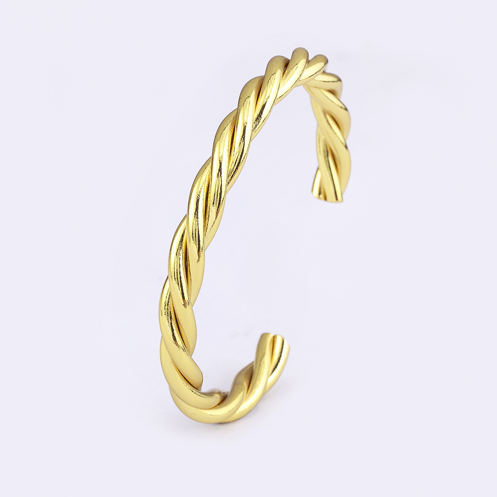 Simple Style Twist Braid Wristband In Copper Featuring 18K Real Gold Plated Electroplated Finish 5