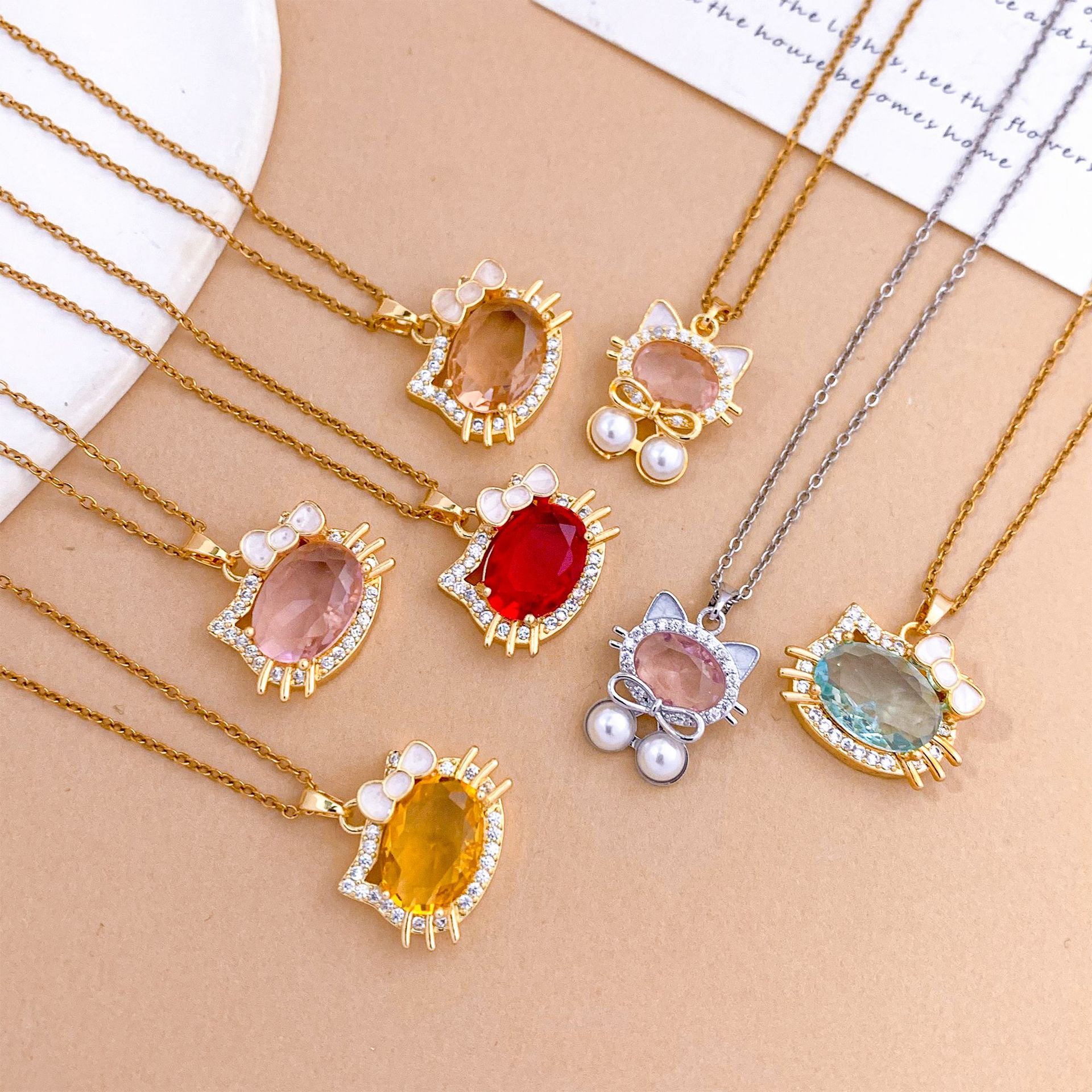 Simplified Cat Cartoon Titanium Steel Necklace Women's Design Sensation Clavicle Chain Couple Gifts Sweet Style Jewelry