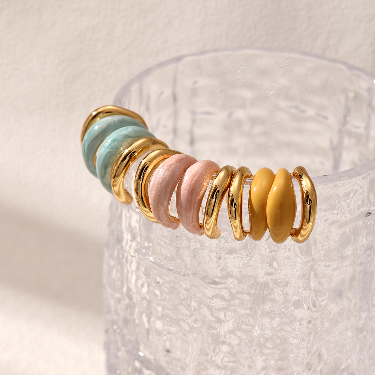 Solid Color Asymmetrical Earrings For Women, Copper With 18K Real Gold Plated Water Plating, 0.03µm-0.05µm Thickness 2