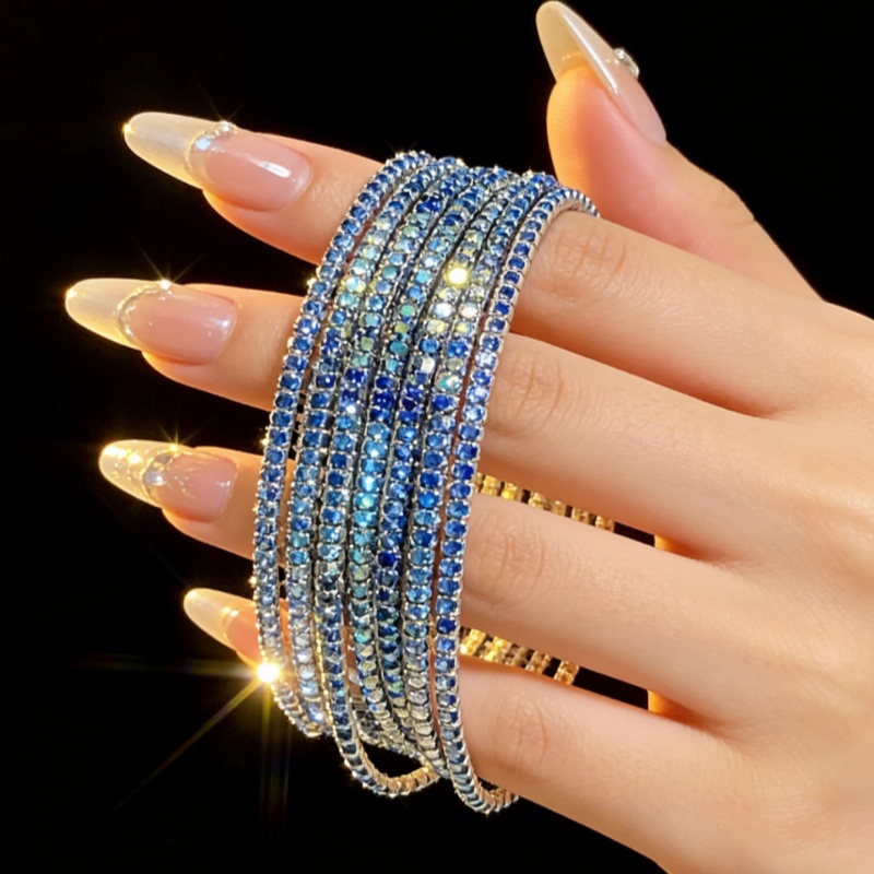 Sparkly Electroplated Copper Bangle For Women With Silver Plated Finish And Rhinestone Inlay 3
