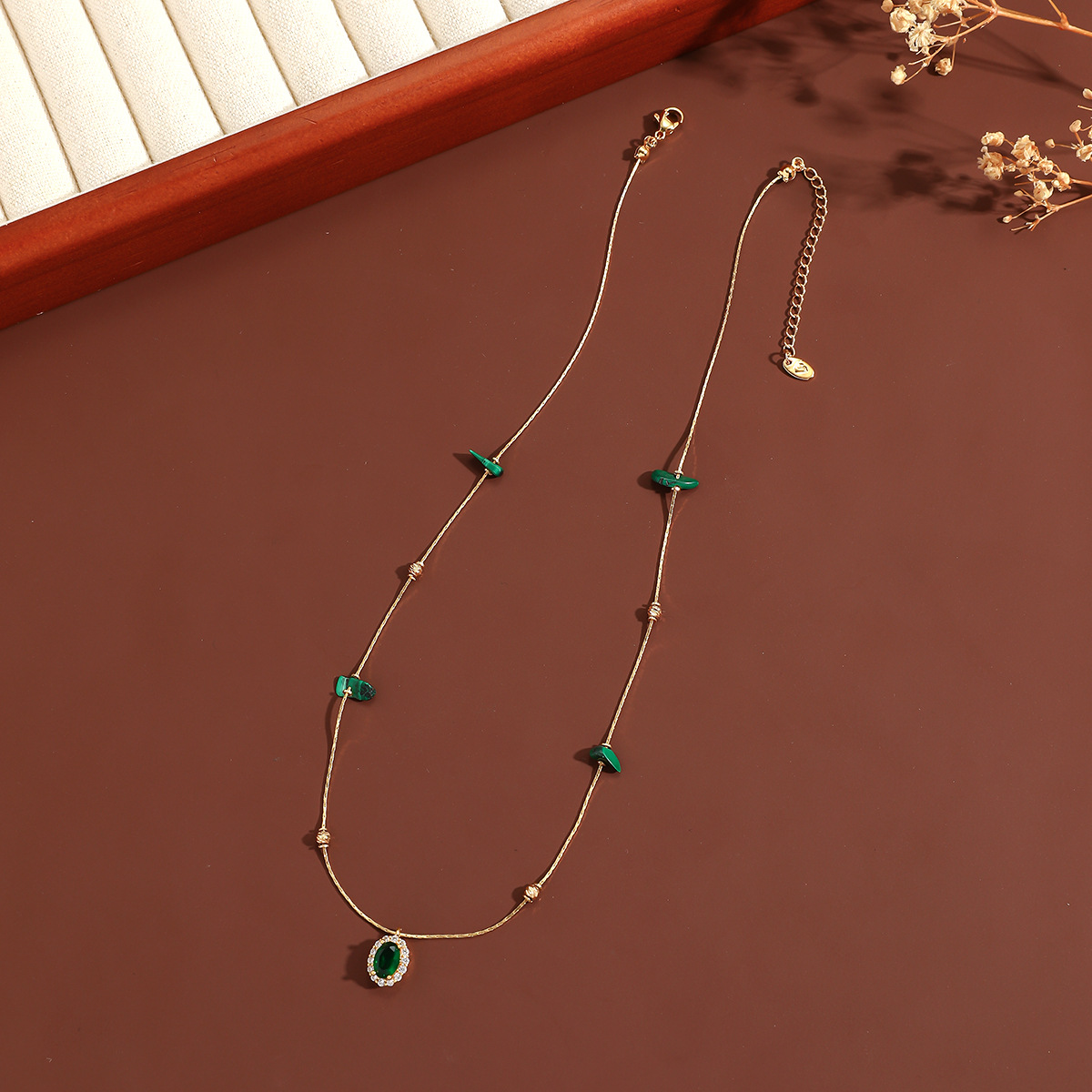 Square Copper Pendant Necklace For Women With Real Gold Plated Finish And Zircon Inlay, Featuring Precision Cutting Craft 3