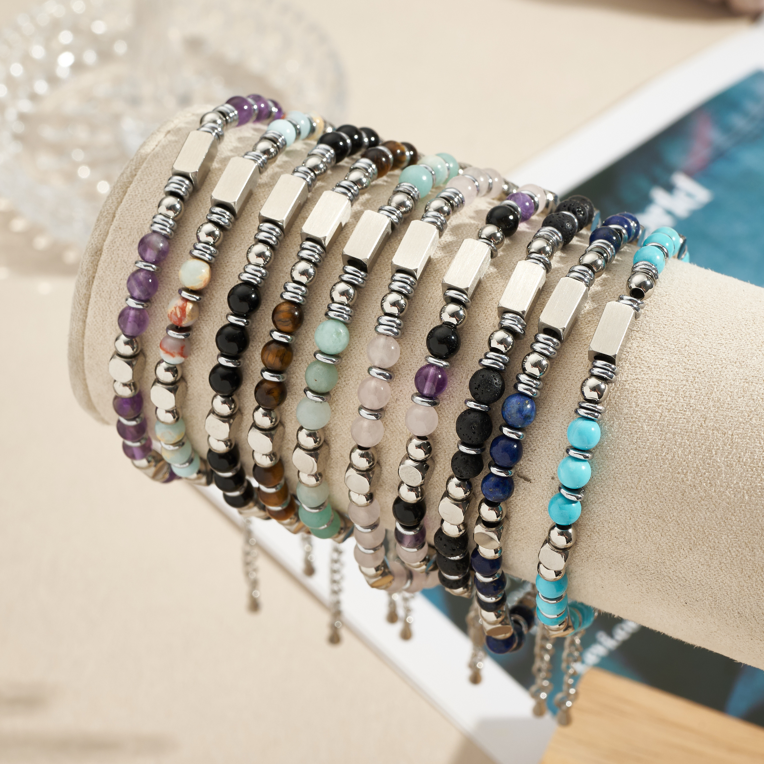 Square Copper Bracelets With Silver Plated Water Plating And 0.03µm Thickness Featuring Handmade Chain For Adults 2