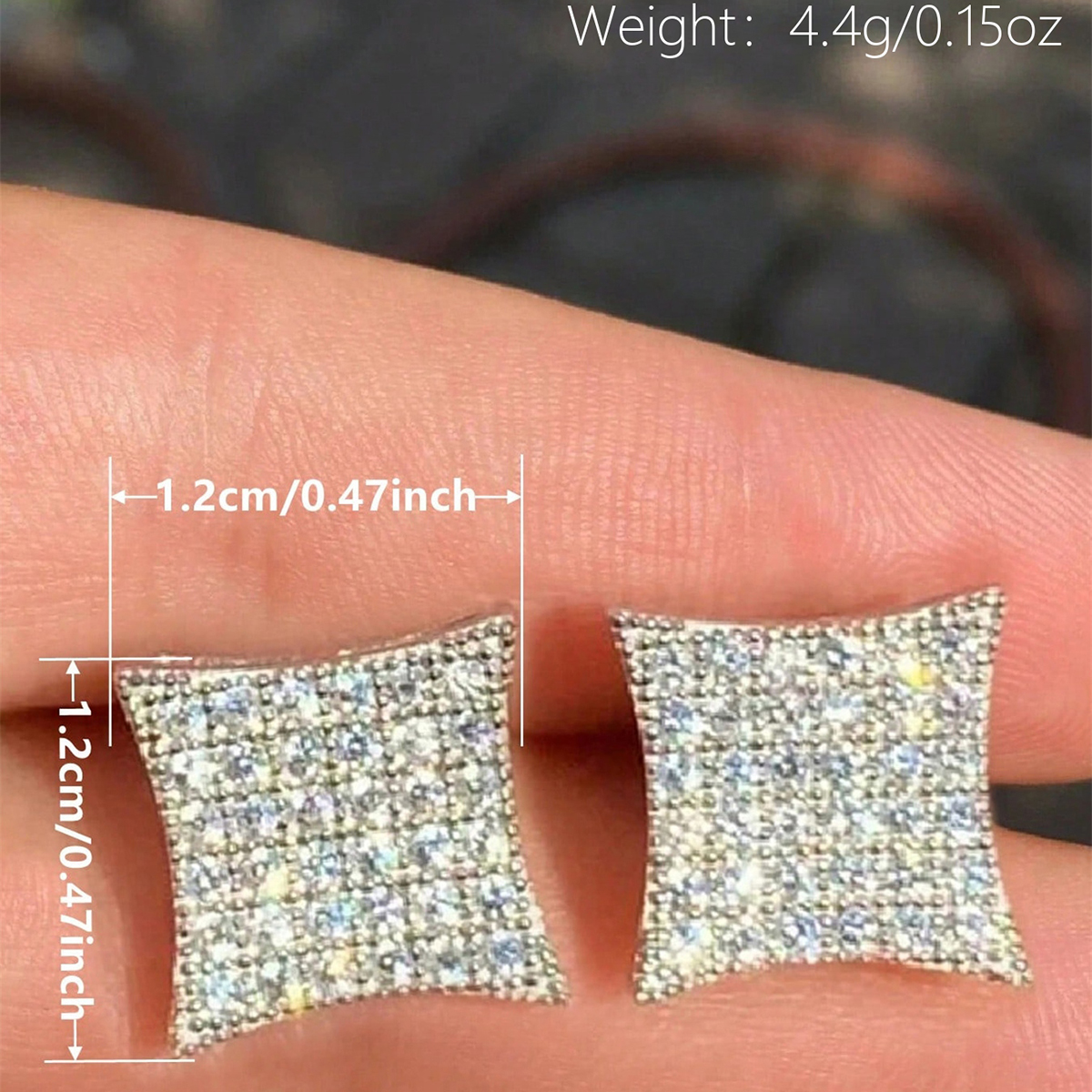 Square Stud Earrings For Women With Claw Setting, Copper Base, White K Water Plated, Featuring Zircon Inlay 8