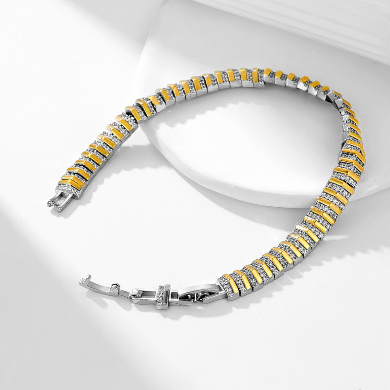 Square Tennis Bracelet For Women With Copper Tennis Chain Featuring Zircon Inlay In Alloy Material 4