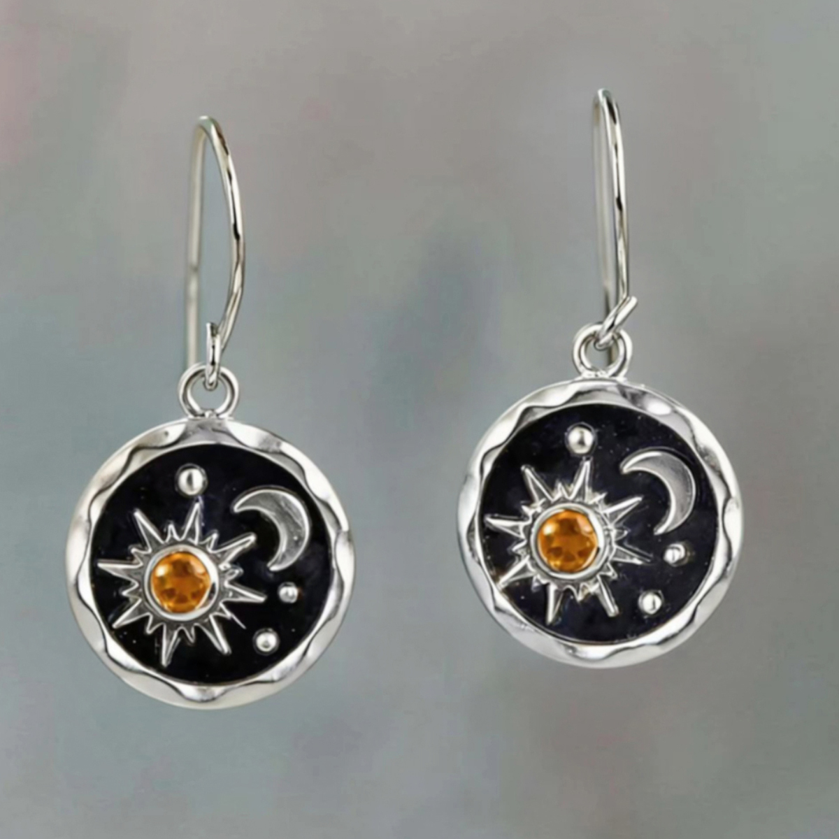 Star Enamel Drop Earrings In Copper With KC Golden Plated Water Plating And 0.03µm Thickness Featuring Zircon Inlay