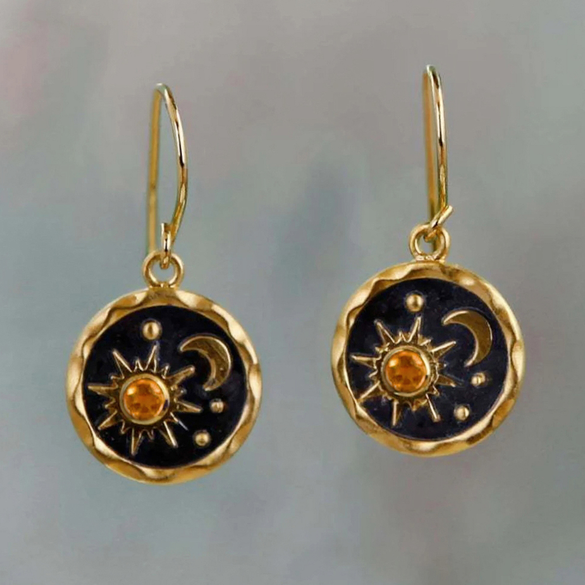 Star Enamel Drop Earrings In Copper With KC Golden Plated Water Plating And 0.03µm Thickness Featuring Zircon Inlay 2