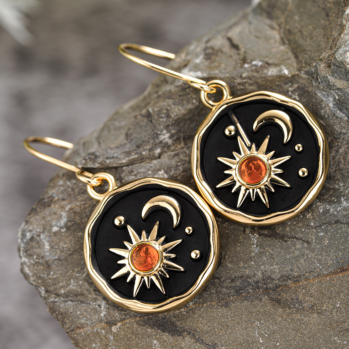 Star Enamel Drop Earrings In Copper With KC Golden Plated Water Plating And 0.03µm Thickness Featuring Zircon Inlay 4
