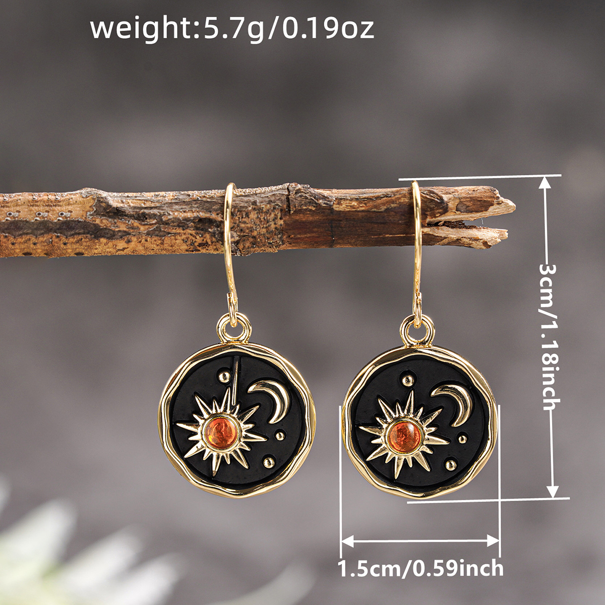 Star Enamel Drop Earrings In Copper With KC Golden Plated Water Plating And 0.03µm Thickness Featuring Zircon Inlay 7