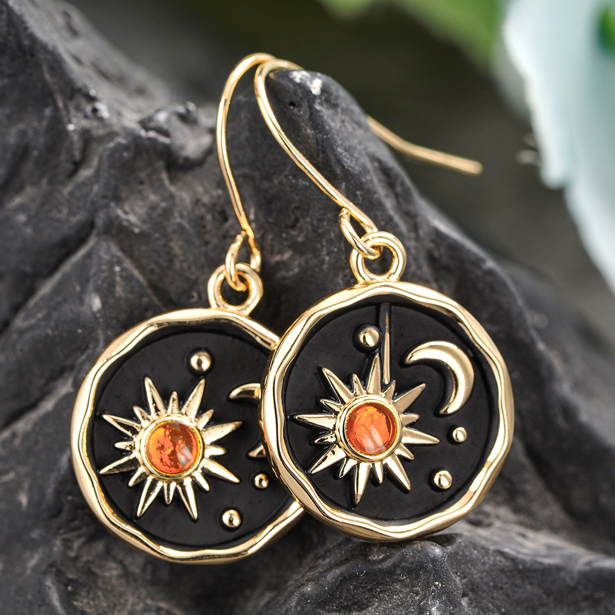 Star Enamel Drop Earrings In Copper With KC Golden Plated Water Plating And 0.03µm Thickness Featuring Zircon Inlay 9