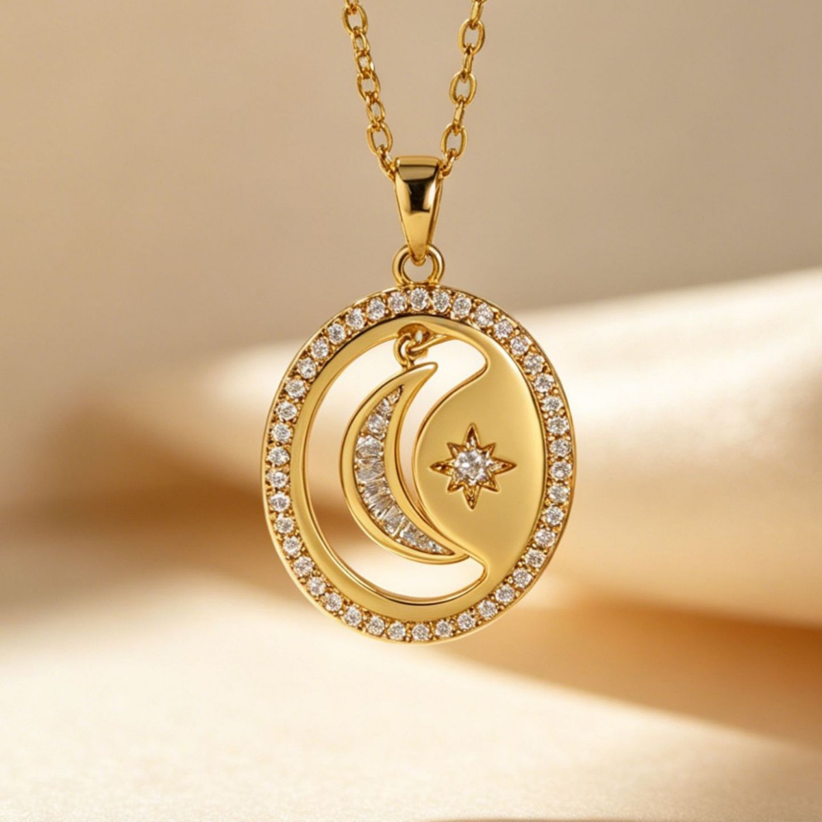 Star Necklace For Women With Copper Cable Chain And Copper Pendant Featuring Zircon Inlay 2