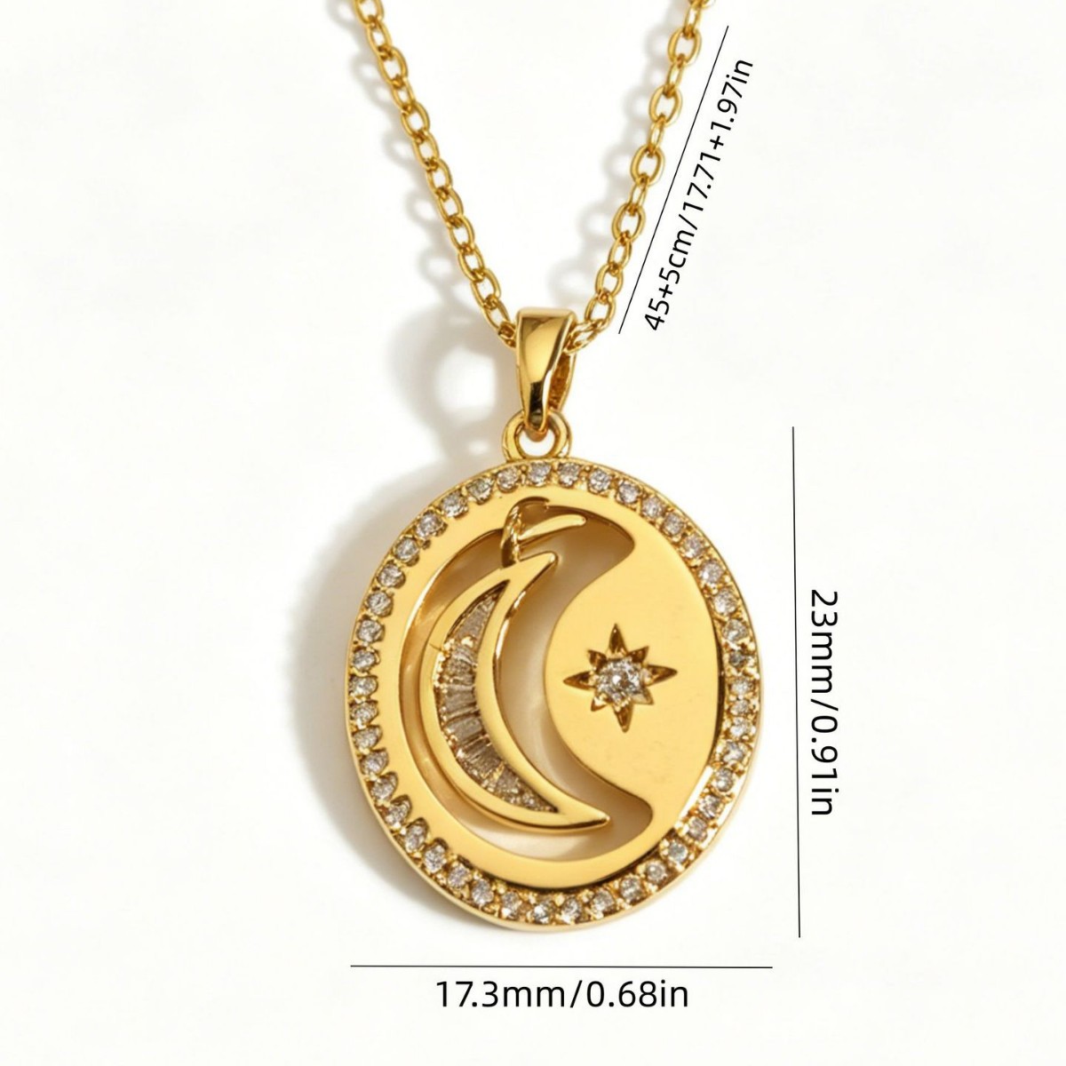 Star Necklace For Women With Copper Cable Chain And Copper Pendant Featuring Zircon Inlay 3