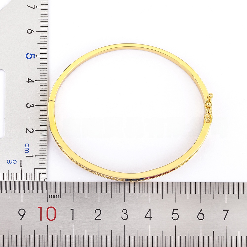 Star Pattern Copper Bangle With Zircon Inlay, 18K Real Gold Plated Featuring Electroplated Craft 2
