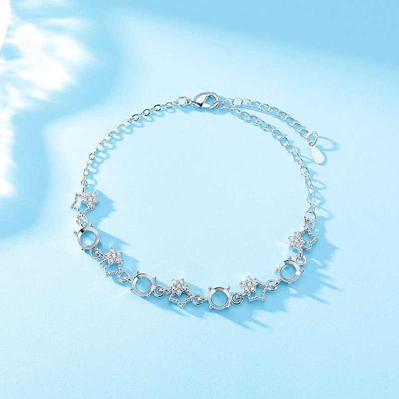 Star Pattern Women’s Bracelet In Silver Electroplated Copper With Zircon Inlay 2