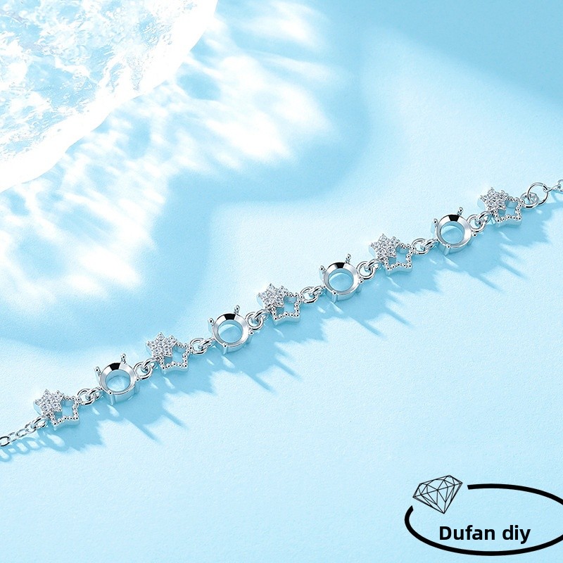 Star Pattern Women’s Bracelet In Silver Electroplated Copper With Zircon Inlay 4