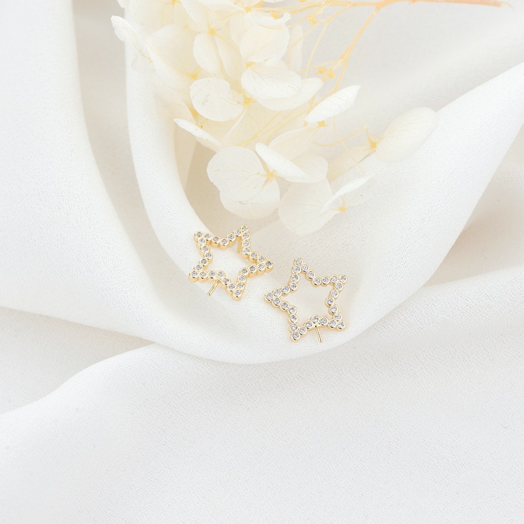 Star Stud Earrings With Bezel Setting, 14K Real Gold Plated Copper Featuring Zircon Inlay And 925 Sterling Silver Ear Pins 2