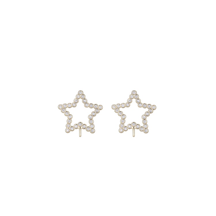 Star Stud Earrings With Bezel Setting, 14K Real Gold Plated Copper Featuring Zircon Inlay And 925 Sterling Silver Ear Pins 5