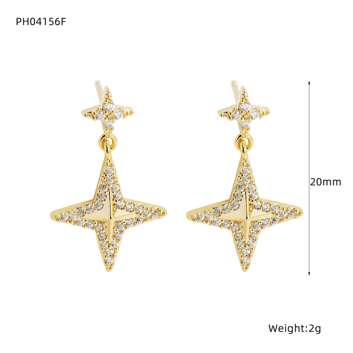 Starfish Earrings For Women With Bezel Setting, Copper Material And Copper Plated Water Plating, Featuring Zircon Inlay