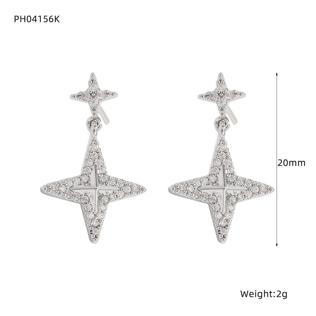 Starfish Earrings For Women With Bezel Setting, Copper Material And Copper Plated Water Plating, Featuring Zircon Inlay 4