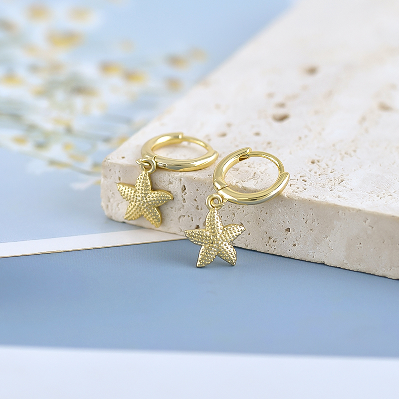 Starfish Hypoallergenic Earrings For Women With 0.03µm-0.05µm PVD Coated 18K Real Gold Plated Copper 5