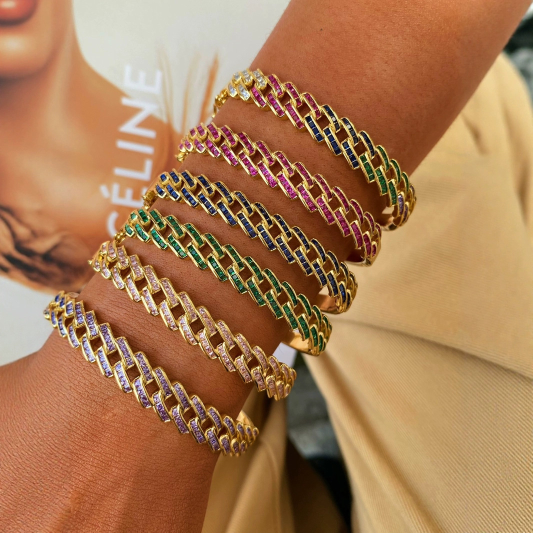 Style Full Diamond Zirconium Quadrilateral Bracelet Luxury Minimalist High-End Feeling Women's Jewelry
