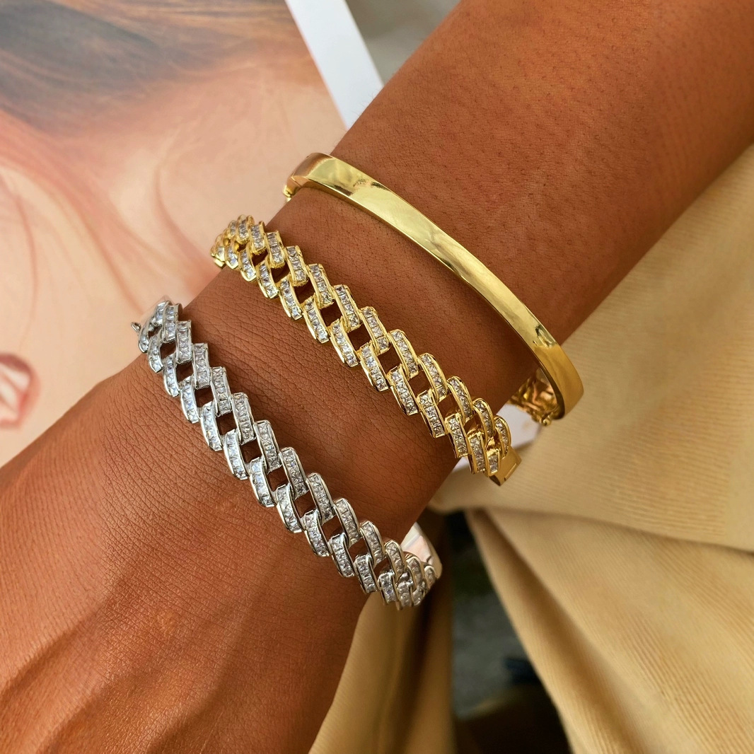 Style Full Diamond Zirconium Quadrilateral Bracelet Luxury Minimalist High-End Feeling Women's Jewelry 2