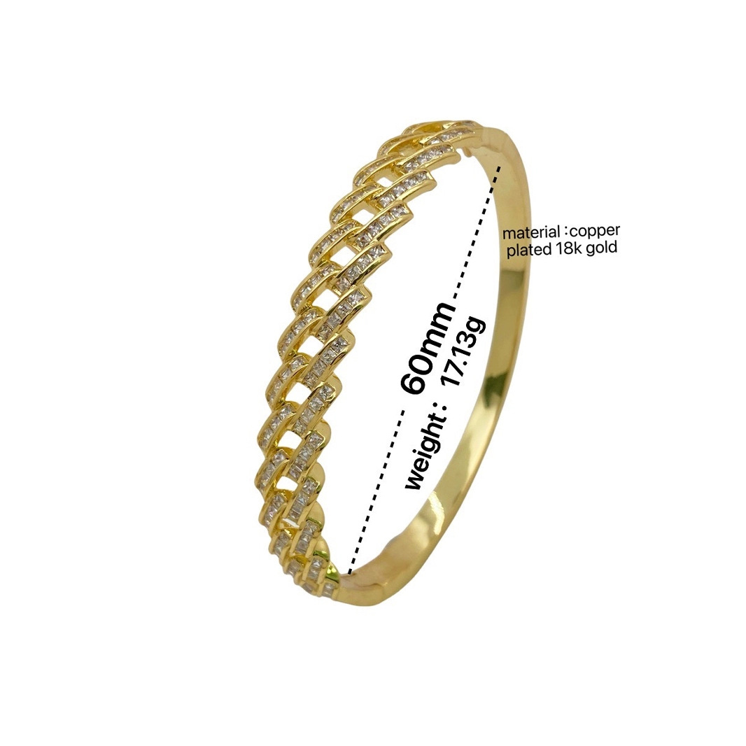 Style Full Diamond Zirconium Quadrilateral Bracelet Luxury Minimalist High-End Feeling Women's Jewelry 3