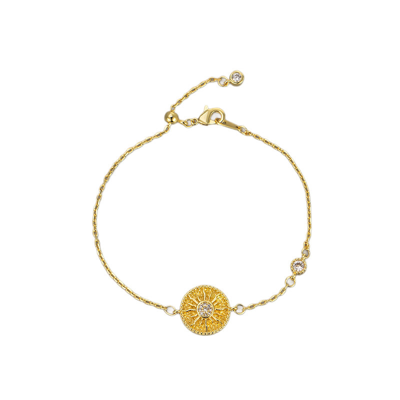 Sunflower Copper Bracelet For Women In Gold With Roman Style, Perfect For Travel 5