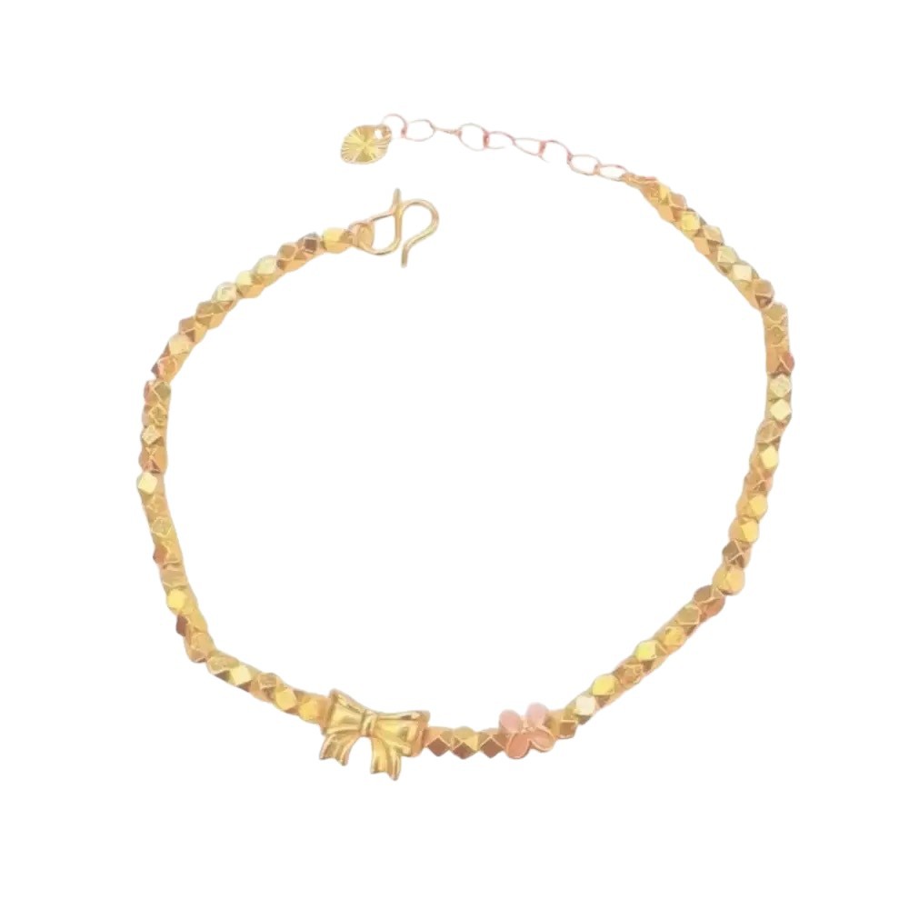 Sweet Bow Tie Bracelet For Women In Silver Plated Copper With Electroplated Gold Plating Process 5