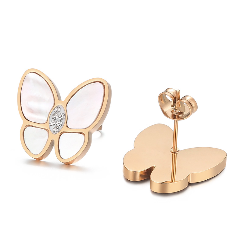 Butterfly Inlay Earrings For Women In 304 Stainless Steel With 18K Gold Plated PVD Coating And Shell Inlay 5