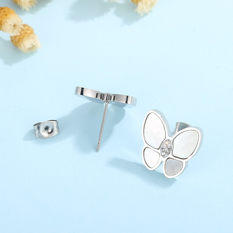 Butterfly Inlay Earrings For Women In 304 Stainless Steel With 18K Gold Plated PVD Coating And Shell Inlay 8