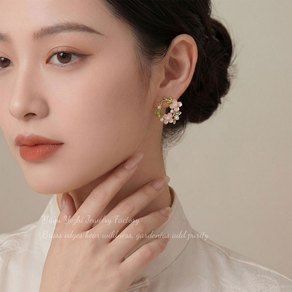 Sweet Flowers Earrings For Women In Gold With Bezel Setting And Zircon Inlay, Crafted From Copper 3