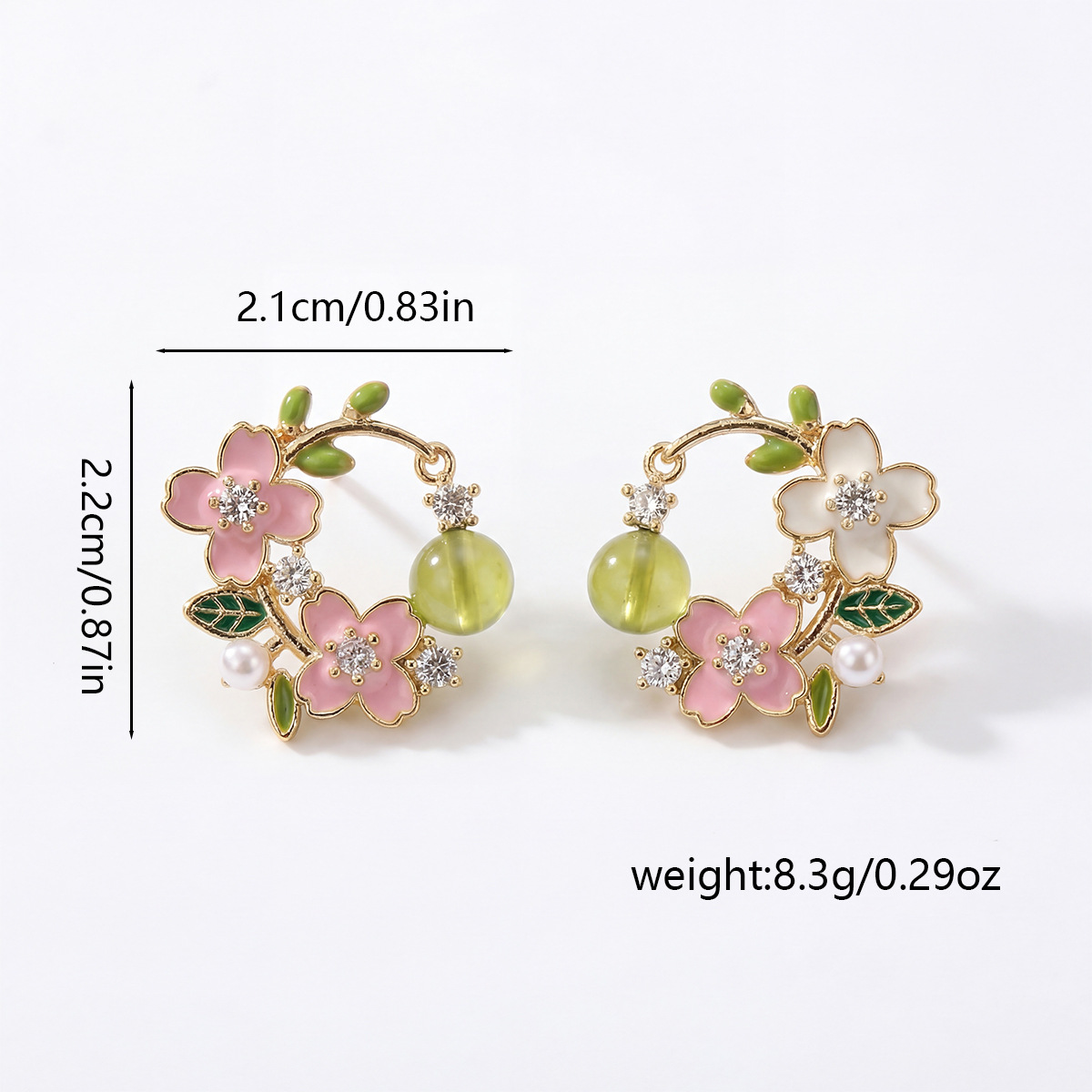 Sweet Flowers Earrings For Women In Gold With Bezel Setting And Zircon Inlay, Crafted From Copper 5