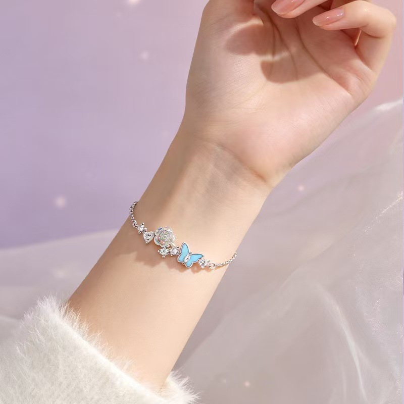 Sweet Flowers Enamel Bracelets For Women, Electroplated Copper Jewelry With Elegant Floral Design