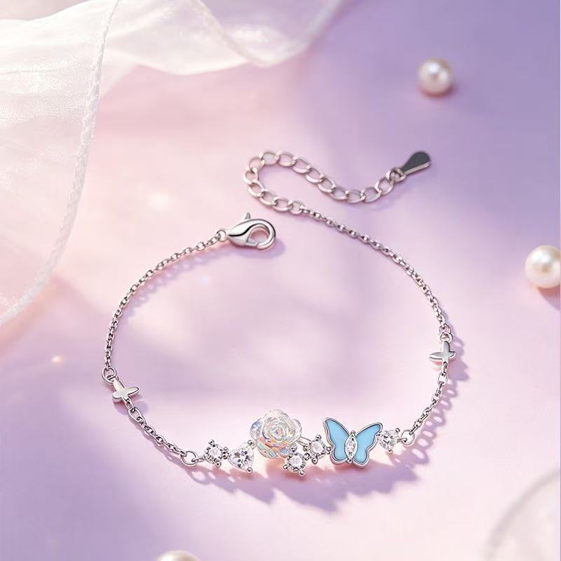 Sweet Flowers Enamel Bracelets For Women, Electroplated Copper Jewelry With Elegant Floral Design 4