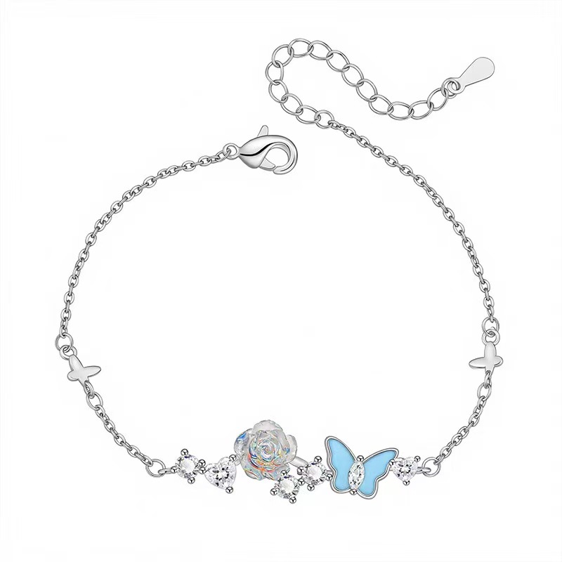 Sweet Flowers Enamel Bracelets For Women, Electroplated Copper Jewelry With Elegant Floral Design 5