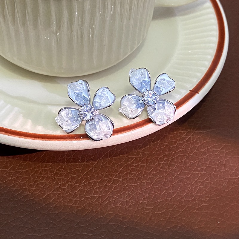 Sweet Golden Flowers Earrings For Women In Real Gold Plated Copper With Zircon Inlay 3
