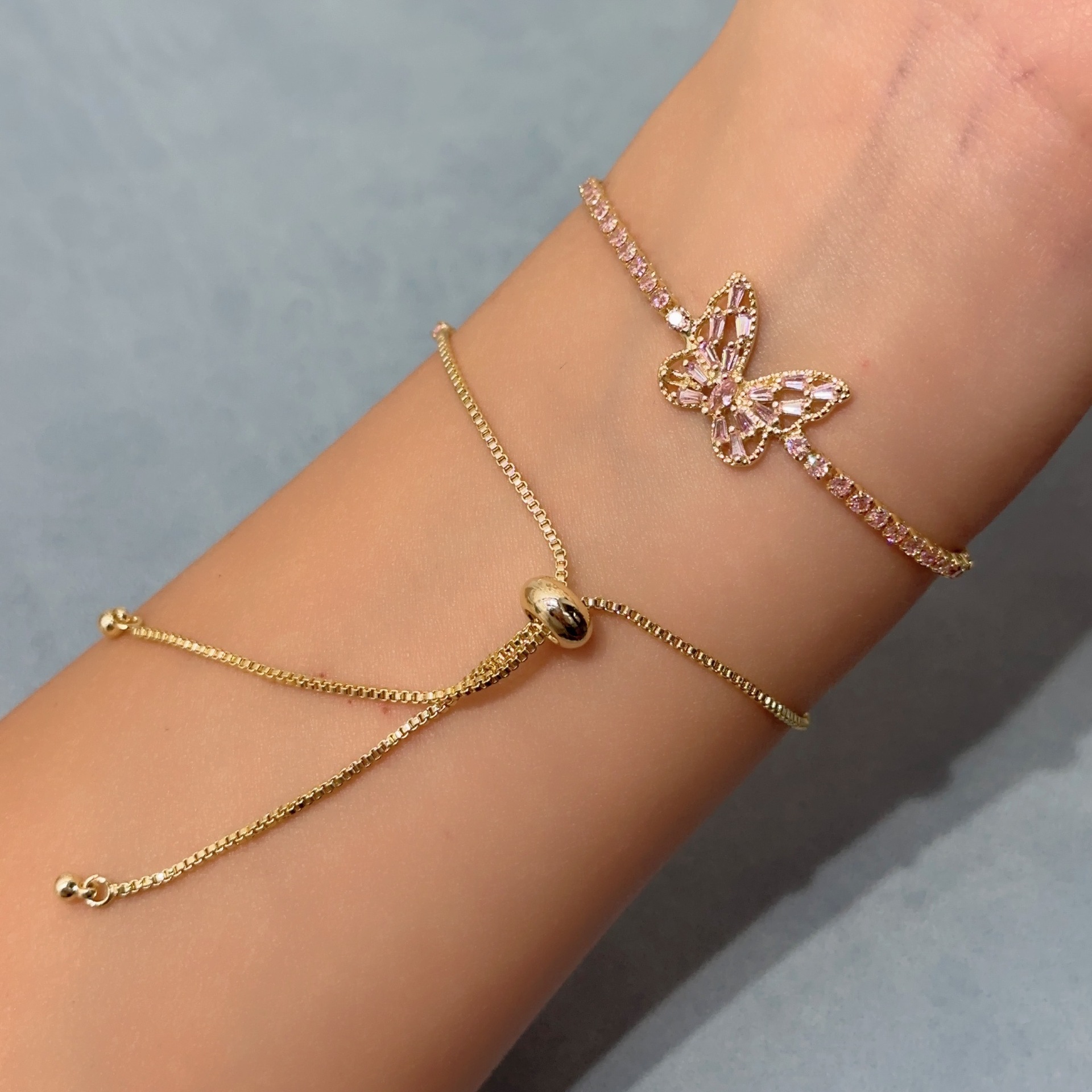 Heart Shape Copper Bracelet For Women With Electroplated Design And Zircon Inlay, Sweet Style 3