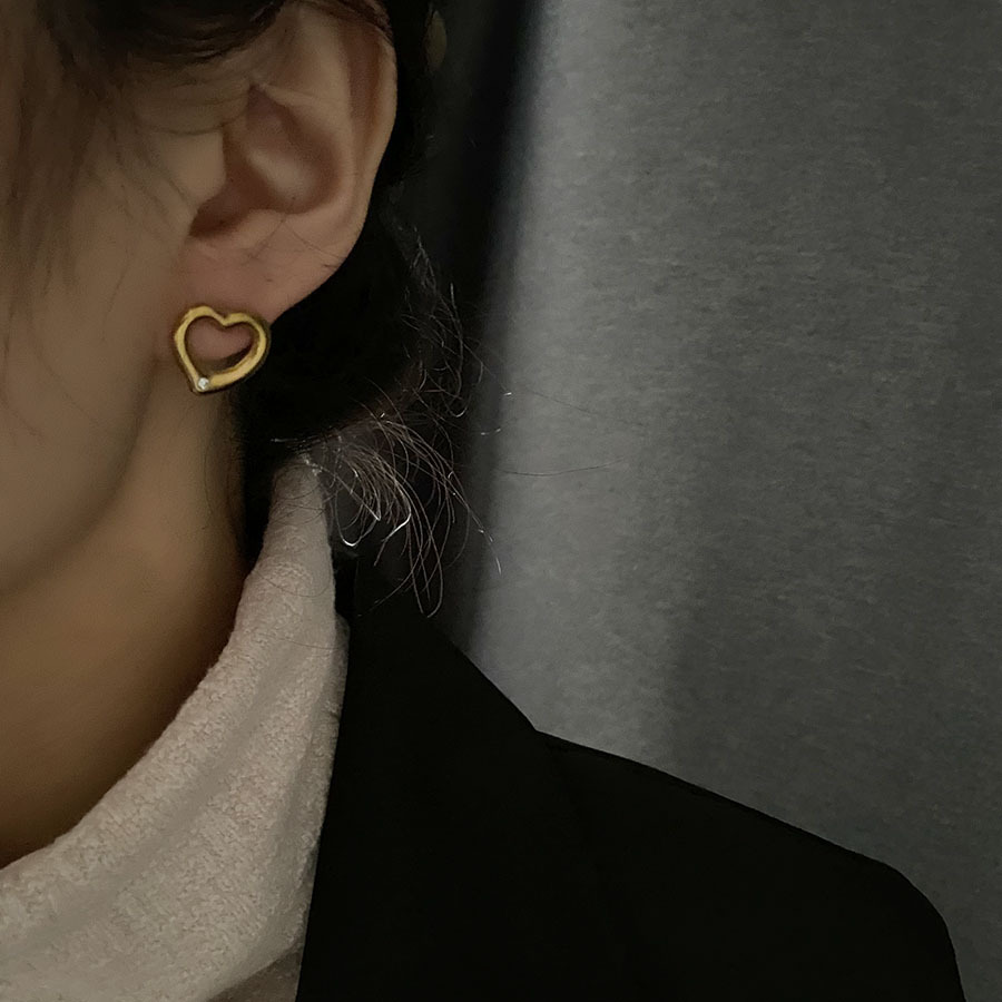 Geometric Titanium Steel Earrings For Women With Electroplated Design And Rhinestone Inlay, Sweet Style 2
