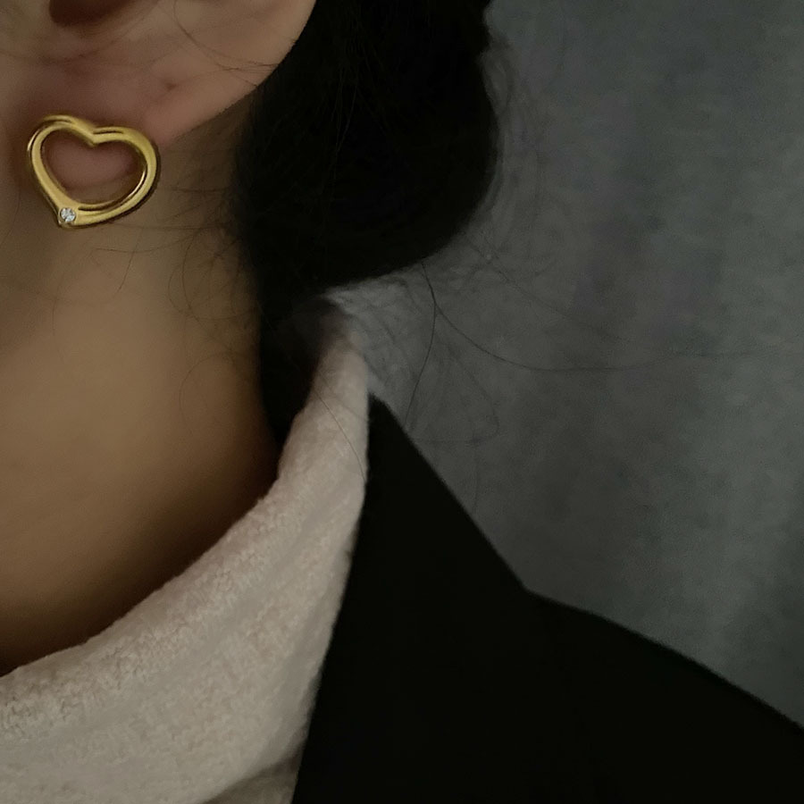 Geometric Titanium Steel Earrings For Women With Electroplated Design And Rhinestone Inlay, Sweet Style 4
