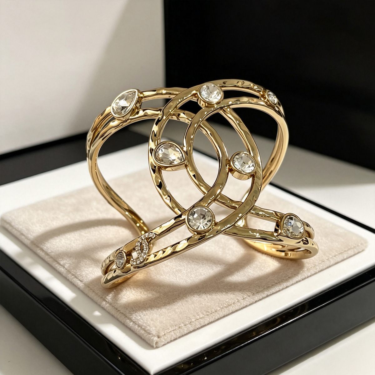 Sweet Letter Bangle In Copper With Golden Electroplated Finish, Featuring Stretch Adjustable Clasp